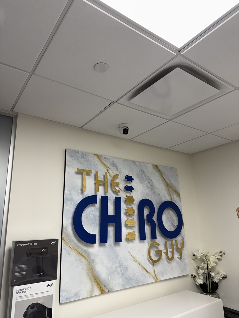 Ceiling-mounted camera in a reception area